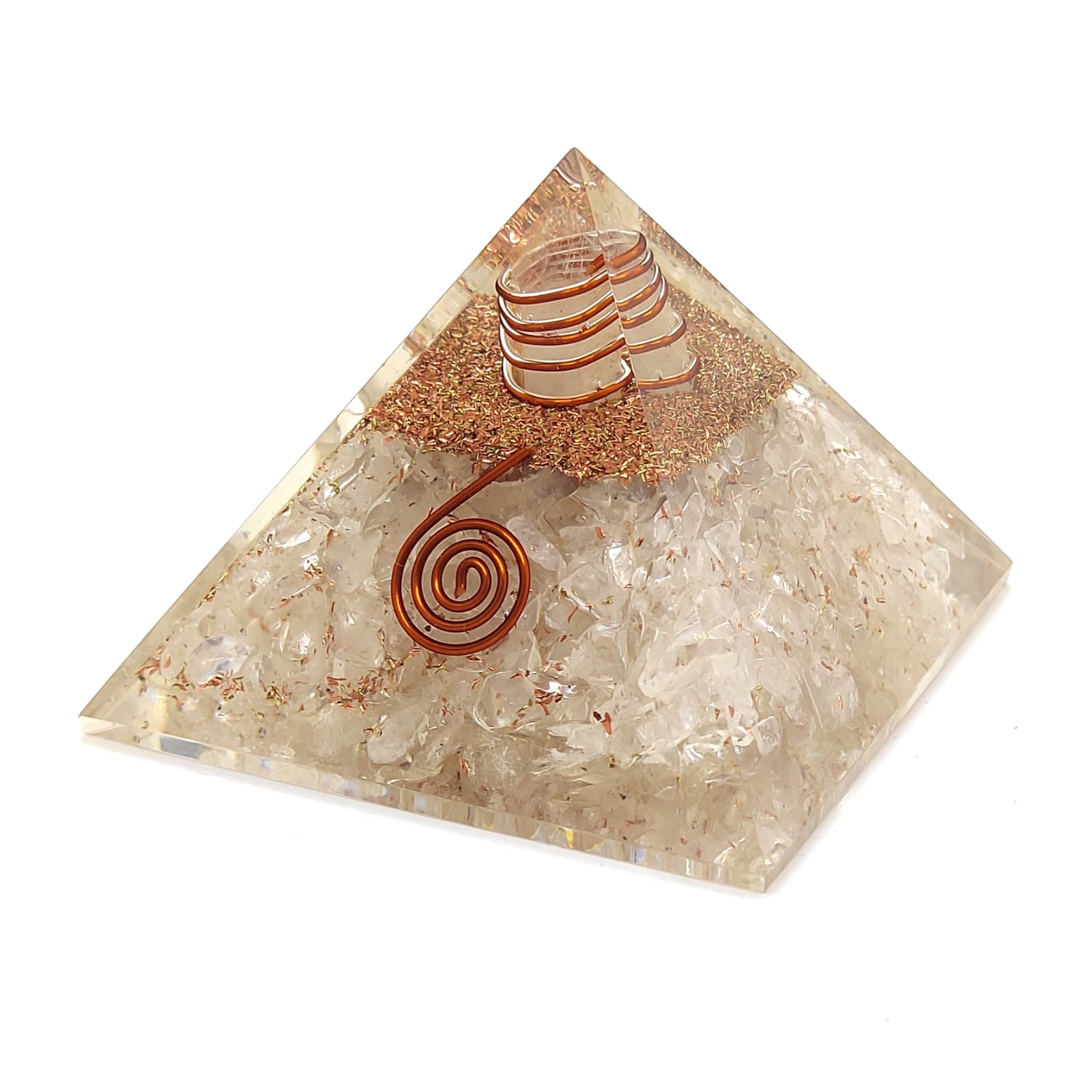 Clear Quartz Natural Crystal Chips Orgonite Pyramid